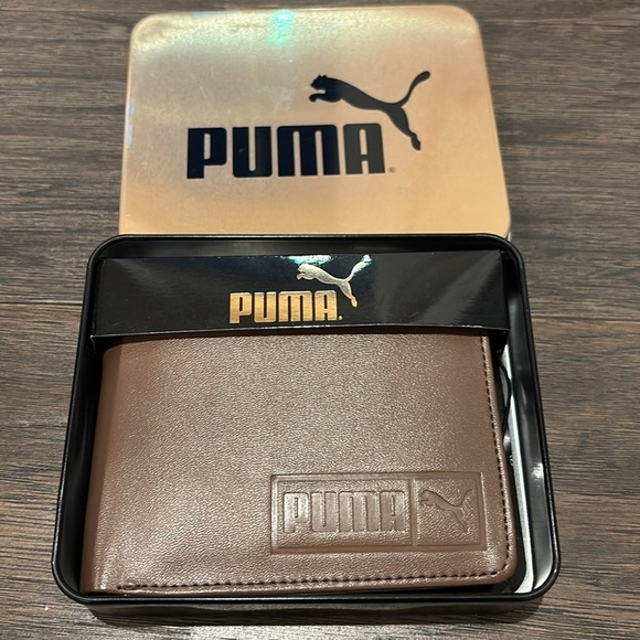 PUMA Tri-fold vegan leather wallet,6 card, ID slot,bill holder,slim fit,logo - Picture 12 of 13